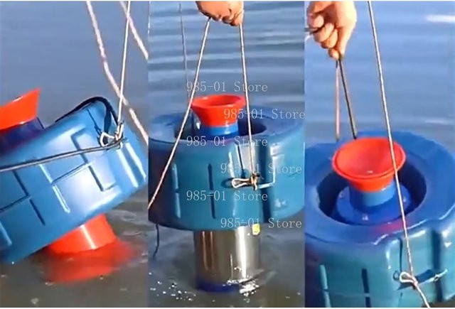 Vollautomatische Fischteichbelüfter Wasserpumpe in Blau für Aquakultur und Meerwasser mit doppeltem Verwendungszweck - Bild 1