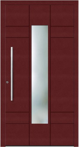 KNOCK Aluminium-Haustür Terra Nova mit Glaseinsatz in Purpur-Rot, modern und beschichtet - Bild 1