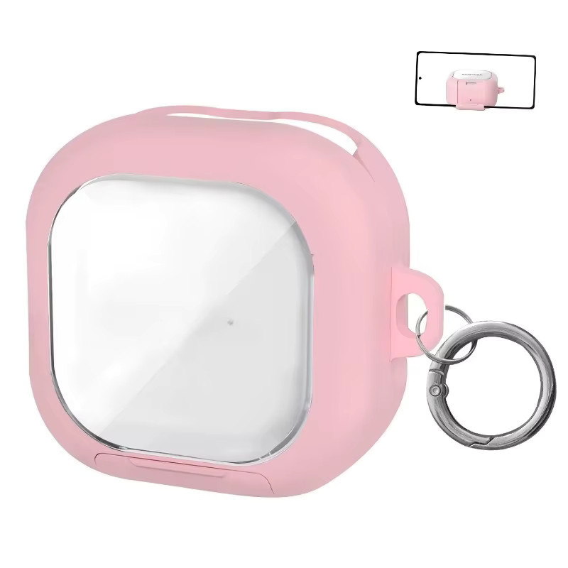 Samsung Galaxy Buds4 Pro Schutzhülle aus transparenter Hartschale mit Aufhängering in Pink - Bild 2