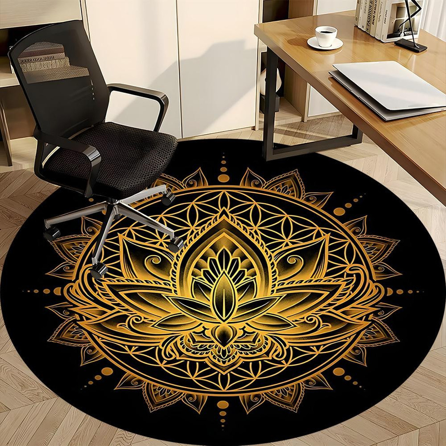 Runder Lotus Mandala Teppich von YglTwo in Multicolour, Durchmesser: 80 cm - Bild 2
