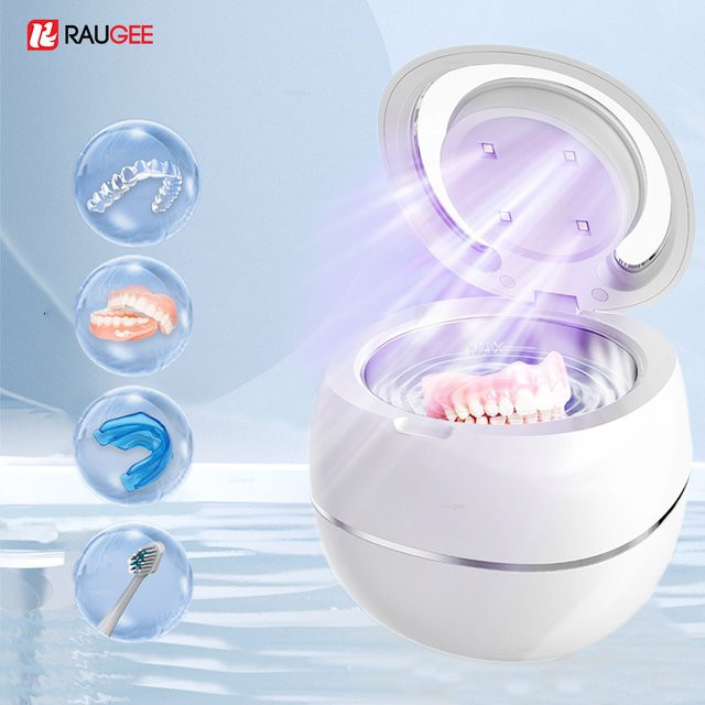 Raugee Mini UV-Ultraschallreiniger für Zahnersatz, Halterungen und Schmuck in Weiß - Bild 1