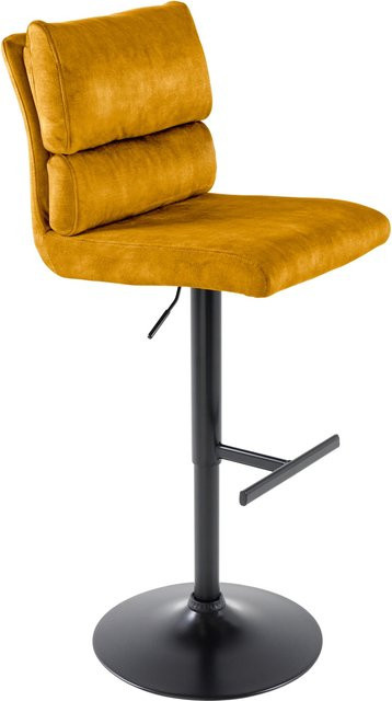 riess-ambiente Barhocker COMFORT höhenverstellbar in Senfgelb mit Samtbezug und schwenkbarer Funktion - Bild 1