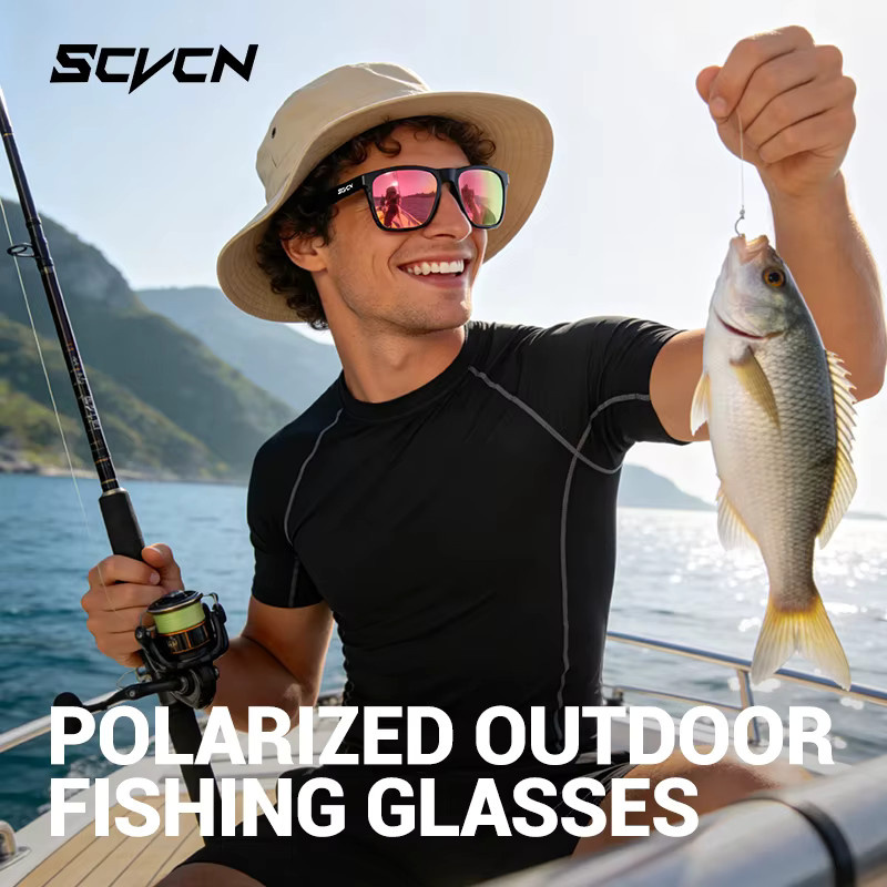 SCVCN Sonnenbrille, polarisiert, Vollrand, Kunststoff, Unisex, black - Bild 3