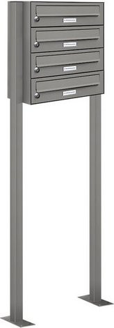 AL Briefkasten für 4 Parteien, freistehendes Briefkasten-System, grau, B/H/T: 153,142 x 150,0 x 27,5 cm - Bild 1
