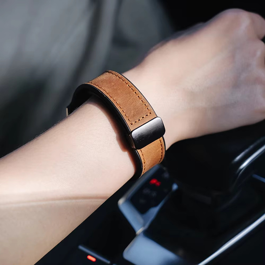 Amazfit Uhrenarmband Leder, Silikon, braun, 20mm, 22mm - Bild 4
