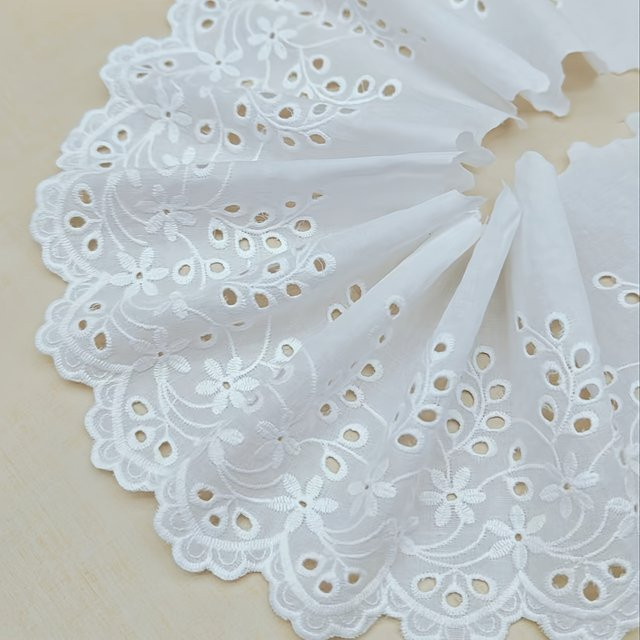 BOTAOQI Baumwolle Stickerei Spitze als Bekleidungszubehör und Heimtextil in Beige oder Weiß - Bild 1