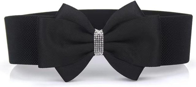 Stretchgürtel Damen, Strass, schwarz - Bild 1