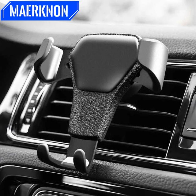Maerknon Schwerkraft Auto Handyhalterung für die Lüftungsschlitze, Smartphone Halterung in Schwarz, kompatibel mit iPhone, Samsung und Xiaomi zur GPS Unterstützung - Bild 1