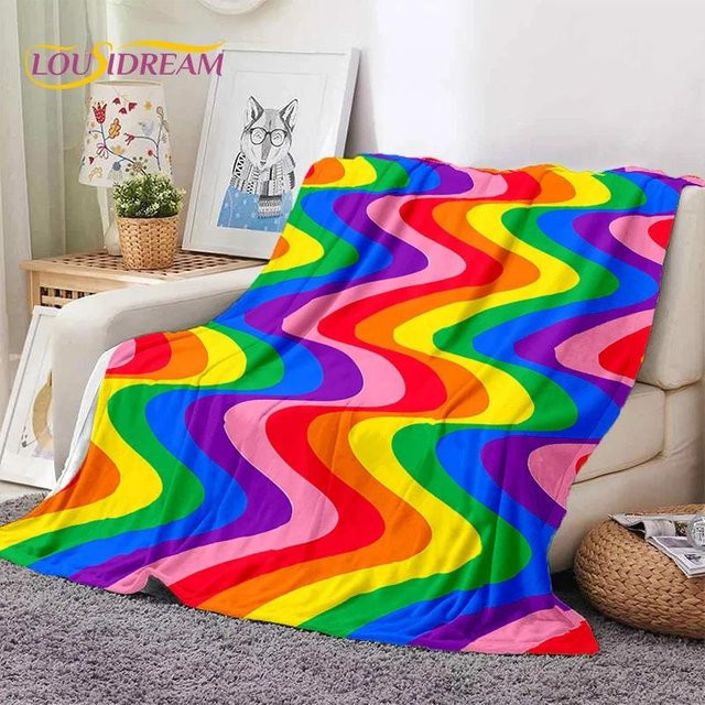 Karpetti Flanelldecke mit Regenbogen-Illusion-Design in Multicolour, weiche Überwurfdecke für Sofa und Bett, B/B: 100 x 150 cm - Bild 1