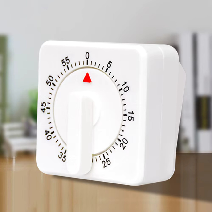 Voktta Mechanischer Küchentimer zum Aufziehen, 60-Minuten-Timer, 360 Grad drehbar, Schwarz, Quadratisch - Bild 3