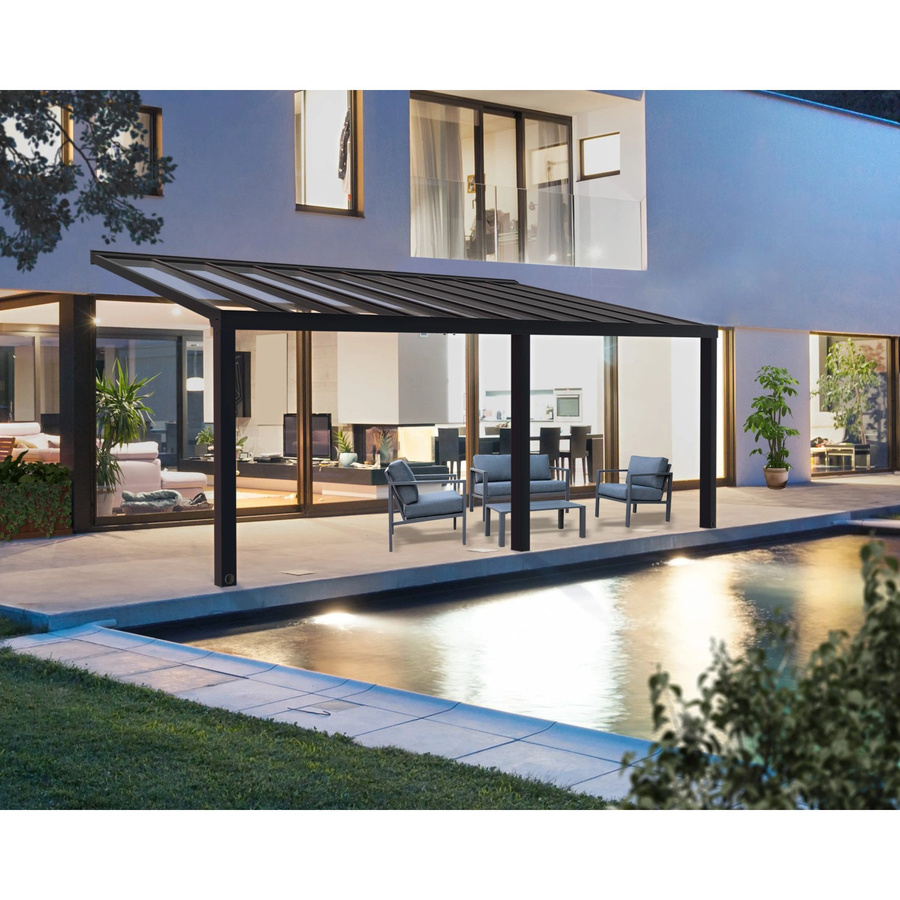Palram - Canopia Terrassenüberdachung Stockholm in Anthrazit mit Polycarbonat-Dach und integrierter Dachrinne, B/T: 7,4 m x 3,4 m - Bild 2