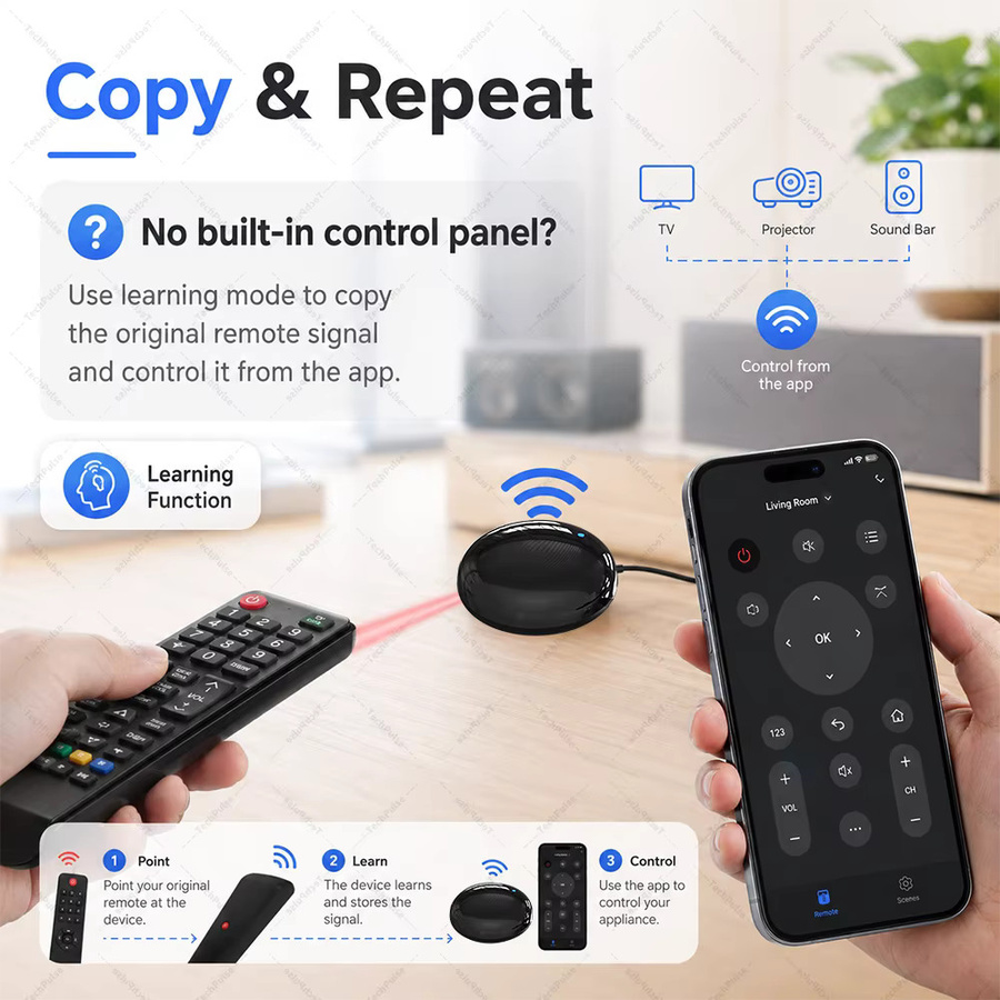 Tuya WiFi IR-Fernbedienung für dein Smart Home in Schwarz, kompatibel mit Alexa, Yandex und Smart Life zur Steuerung von Klimaanlage und TV - Bild 4