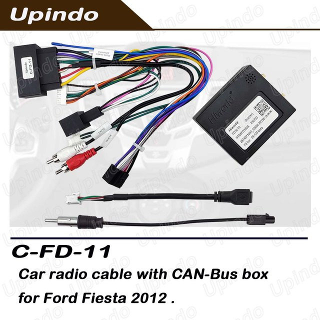 Upindo Android Radio Stromkabel Anschluss Kabelbaum mit CAN-Bus-Adapter Plug & Play für Ford Fiesta 2012 - Bild 1