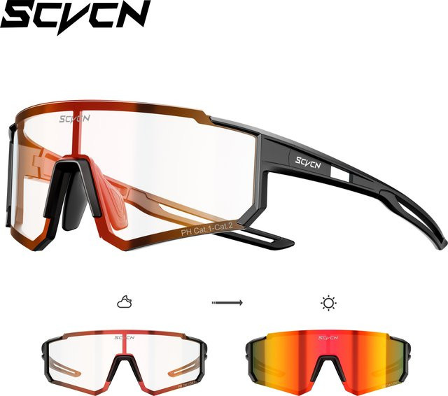 SCVCN Photochrome Sportsonnenbrille, Vollrand, Unisex, Kunststoff - Bild 1