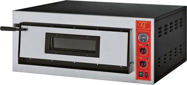 GGF Pizzaofen mit einer Kammer für 4 Pizzen Ø 360 mm, Vollschamott, 5 kW, silber/schwarz, B/T/H: 101 x 85 x 42 cm - Bild 1