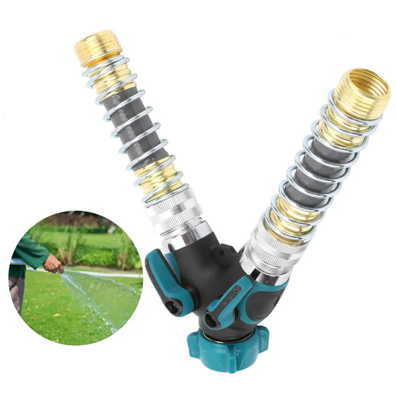 TOMTOP JMS 2-Wege Y-Schlauchverbinder mit Knickschutz und 360 Grad Drehung für Gartenwasserschläuche - Bild 2