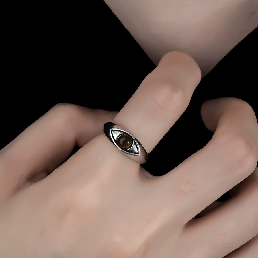 LENNIK Retro-Ring Horusauge, versilbertes Kupfer, Unisex - Bild 4