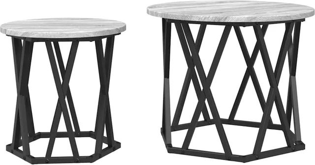 vidaXL Beistelltisch Set 2 Stück Grau Sonoma Eiche, runde Tischplatten, B/T/H: 50 x 50 x 40 cm - Bild 1