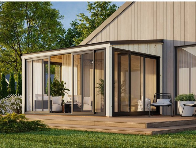 Palmako Holz-Gartenhaus Lumi mit Pultdach aus Fichte in Natur, B: 420 cm, T: 297 cm, H: 210 cm - Bild 1