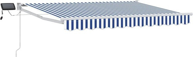 vidaXL Manuelle Gelenkarmmarkise mit LED-Beleuchtung in Blau und Weiß, Breite: 250 cm, Ausladung: 200 cm - Bild 1