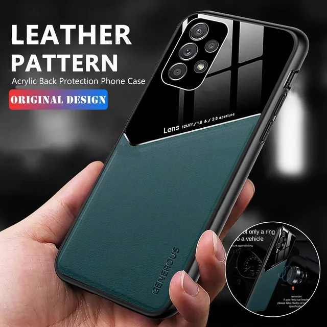 Luxuriöse Leder-Objektivschutzhülle für Samsung Galaxy S24 S23 Plus FE A57 A37 A27 A17 A56 A36 A26 in Grün mit Magnetfunktion - Bild 1