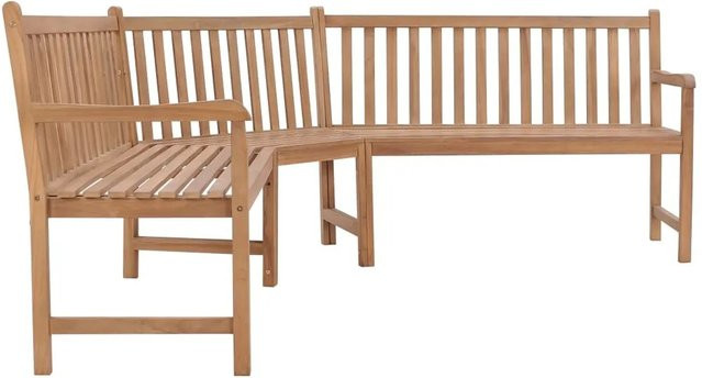 vidaXL Garten-Eckbank aus Massivholz Teak in Braun, B/T/H: 185 x 185 x 90 cm - Bild 1