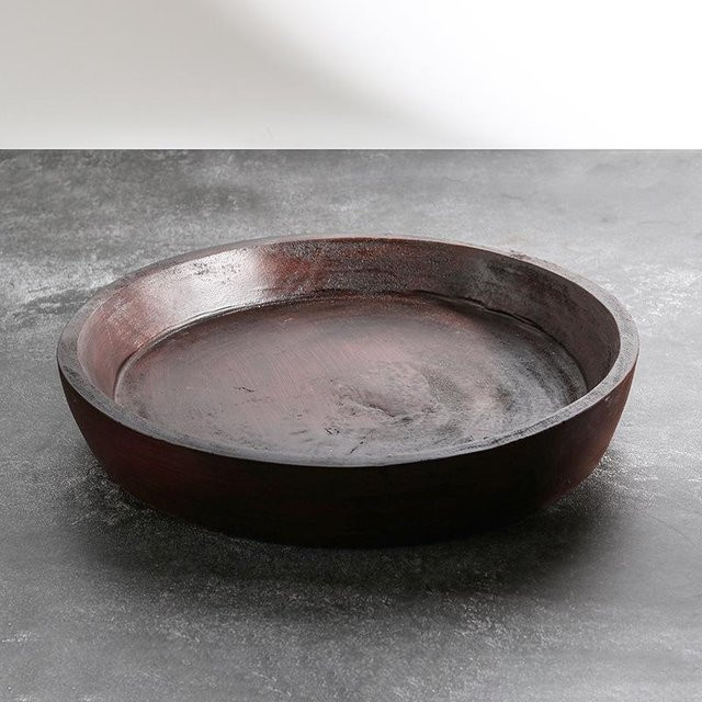 Modernes Aufbewahrungstablett in Holzoptik für Wohnzimmer und Esszimmer, Grau/Braun, B: 33,0 cm, T: 33,0 cm, H: 6,0 cm - Bild 1