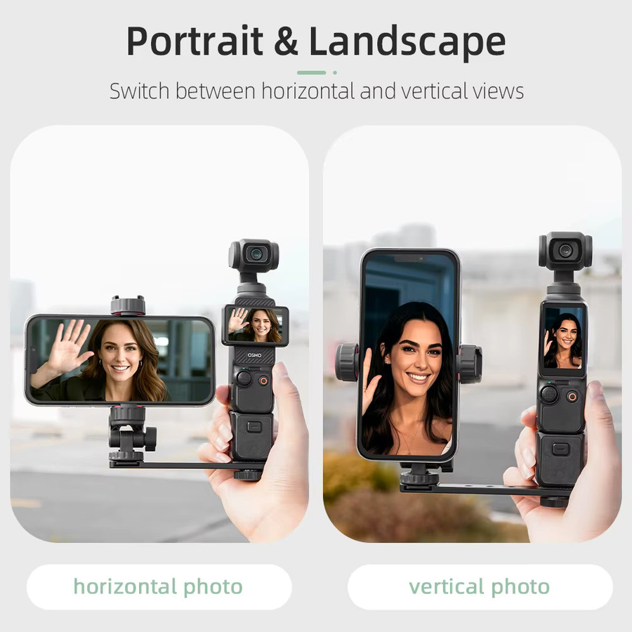 BRDRC Telefonhalter Clip für DJI Osmo Pocket 3 und Insta360 X4 Kamera mit Erweiterungsstange, Stativ und Kaltgewindeschuh-Zubehör in Schwarz - Bild 3