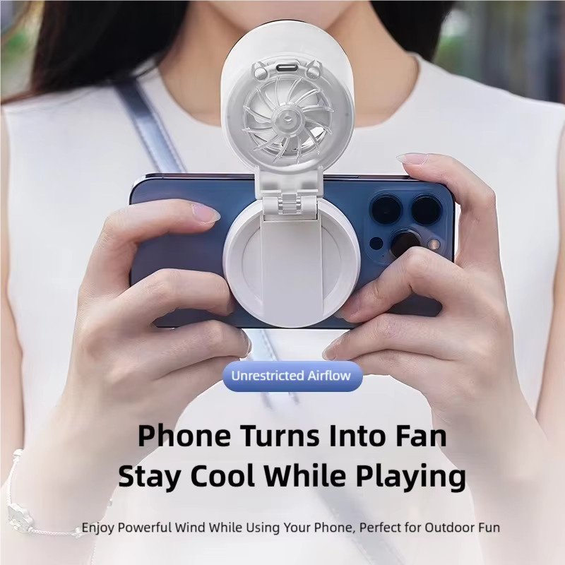 TINSOL Magnetischer Mini-Elektroventilator in Weiß, faltbarer Outdoor-Lüfter mit magnetischem Stahlring für Live-Streaming und Selfies - Bild 5