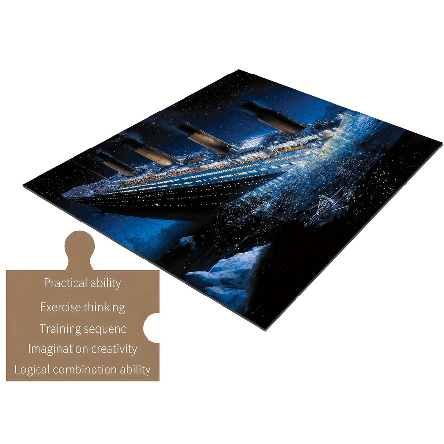 Titanic Sinking Puzzle, Nachtszene mit Eisberg und Sternenhimmel, 1000/500 Stück - Bild 2