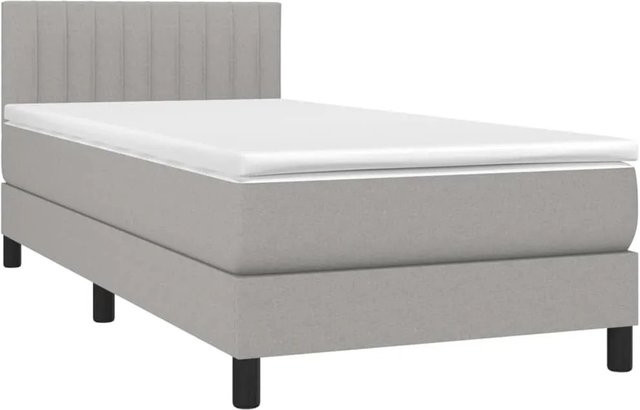 vidaXL Boxspringbett mit Matratze in Hellgrau, Hybridbett mit LED-Unterbettbeleuchtung und USB-Ladeport, B/T/H: 80 x 200 x 78 cm - Bild 1