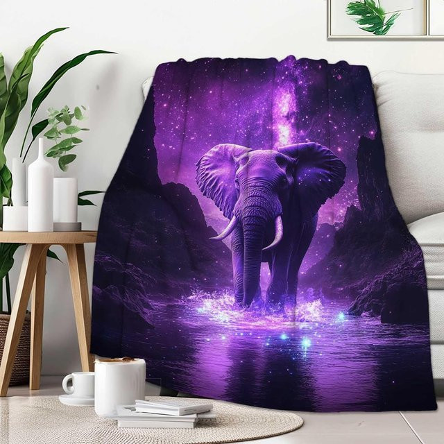 LjqFive Zucker Totenkopf Überwurfdecke aus Fleece in Lila, B/B: 150 x 180 cm - Bild 1