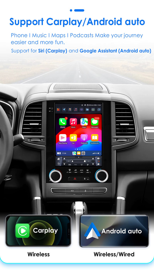 OSSURET 9,7 Zoll Multimedia-Radio mit Carplay und Android Auto für Renault Koleos, Megane 4, Samsung SM6 und Talisman, 2DIN, Schwarz mit Bluetooth und 360 Kamera - Bild 2