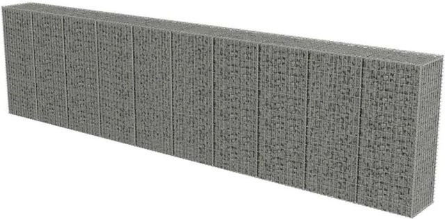 vidaXL Gabionenwand mit Abdeckung aus verzinktem Stahl in Silber und Grau, B/T/H: 600 x 50 x 150 cm - Bild 1
