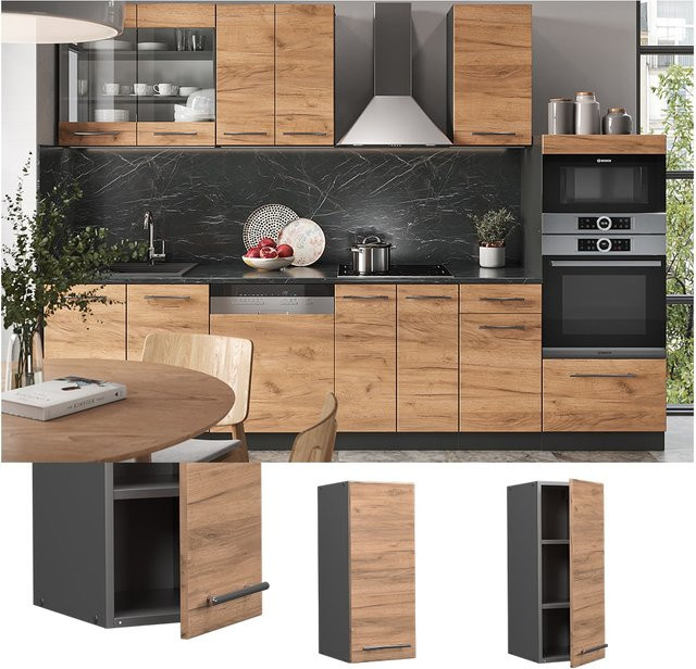 Vicco Hängeschrank Fame-Line Küchenschrank Anthrazit Eiche mit Softclose-Scharnieren und Einlegeboden, Breite: 30 cm, Höhe: 72 cm, Tiefe: 34 cm - Bild 1