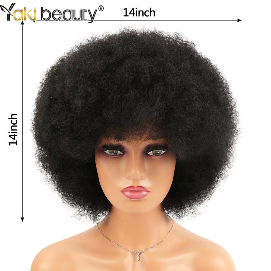 YAKIBEAUTY Afro-Perücke, synthetisch, lockig mit Pony, braun-schwarz, Damen - Bild 3