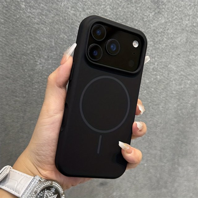 CASEGO Magnetische Silikon Handyhülle aus flüssigem Silikon für iPhone 11 bis 17 Pro Max Plus, Farben: Schwarz und Braun - Bild 1