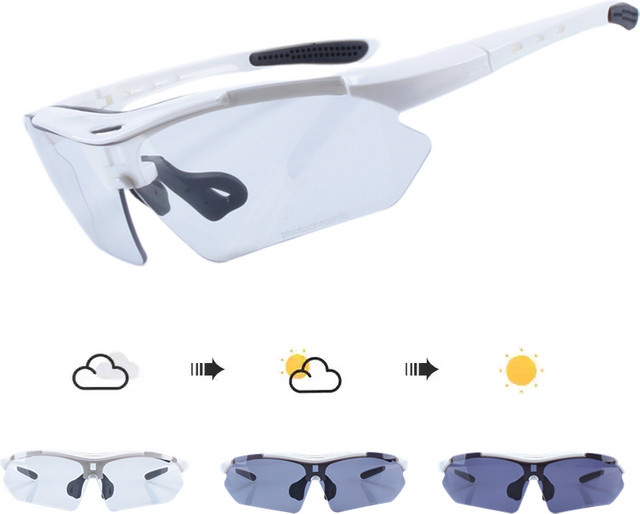 RBworld Sportsonnenbrille, randlos, weiß, unisex, TR90, photochrom - Bild 1