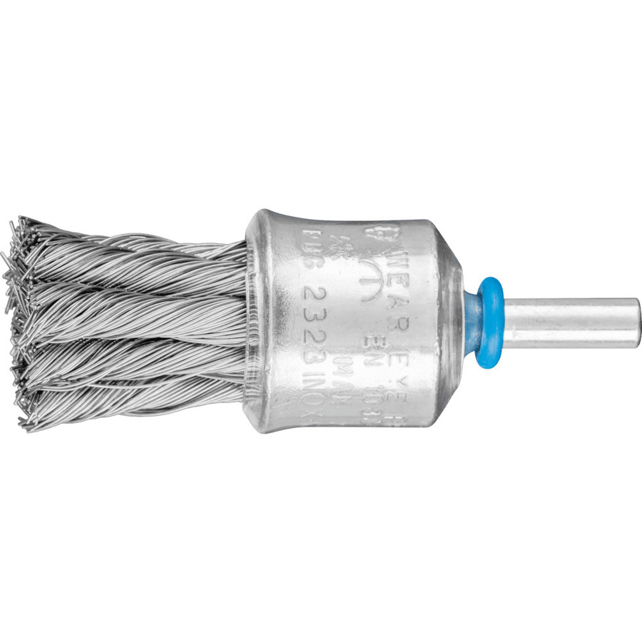 PFERD Pinselbürste PBG mit Kunststoffschutz, gezopft, Durchmesser: 23 mm, Schaft-Durchmesser: 6 mm, Edelstahl-Draht-Durchmesser: 0,35 mm, silber - Bild 1