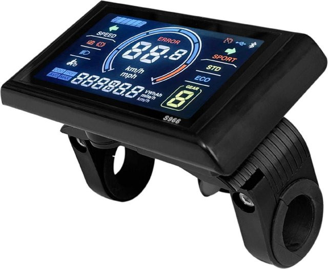 Lixada Ebike LCD Display S966 Smart Bildschirm mit 5 Pins, wasserdichtes Control Panel für Mountainbikes, Schwarz - Bild 1