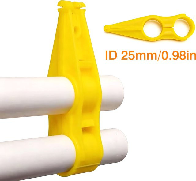 TUBEBEANS 10er Set Fixierungshaken für Hühner- und Enten-Wasserleitungen, Farbe: Gelb, Durchmesser: 25 mm - Bild 1