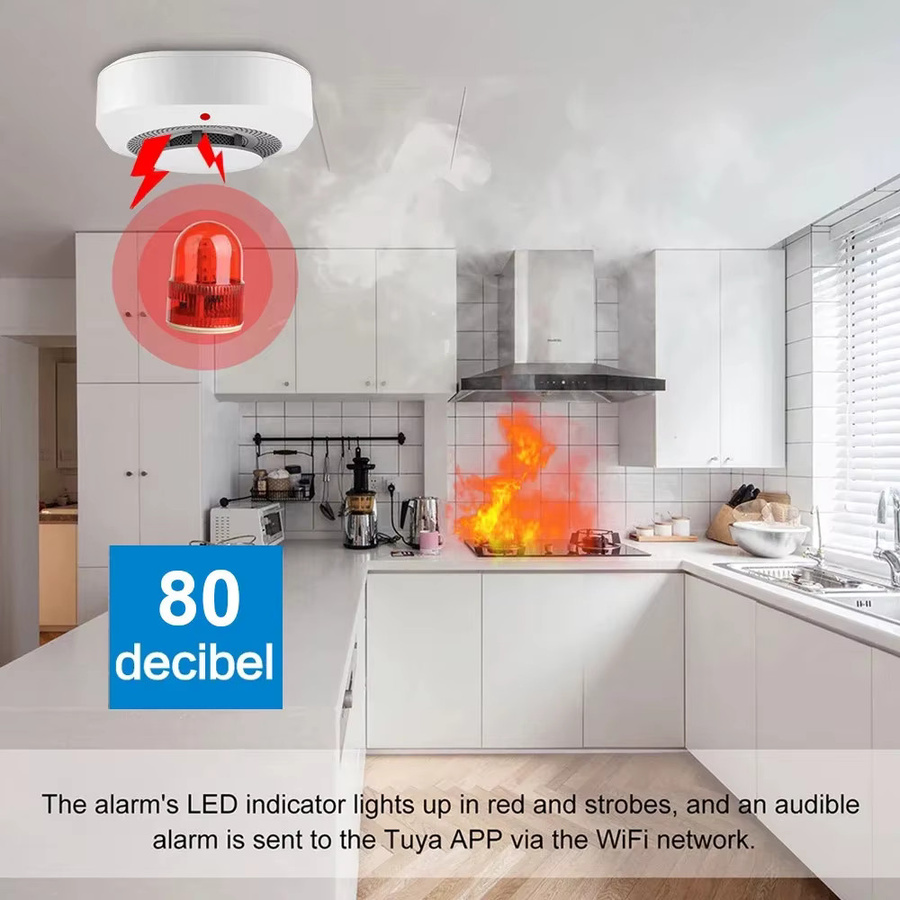 Tuya Zigbee WiFi Smart Rauchmelder in Weiß mit SmartLife APP-Steuerung und Echtzeitüberwachung - Bild 2