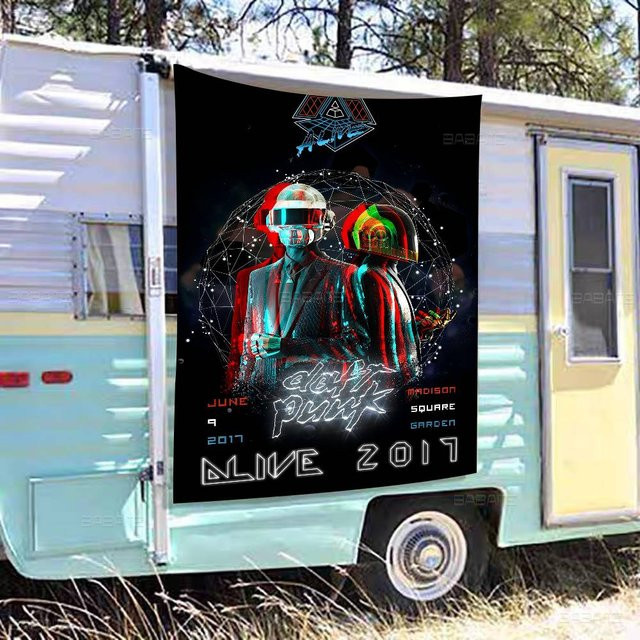 Potdemiel Vintage Banner Around The World Daft Punk Campingdekoration Mehrfarbig B: 50 cm, H: 50 cm - Bild 1