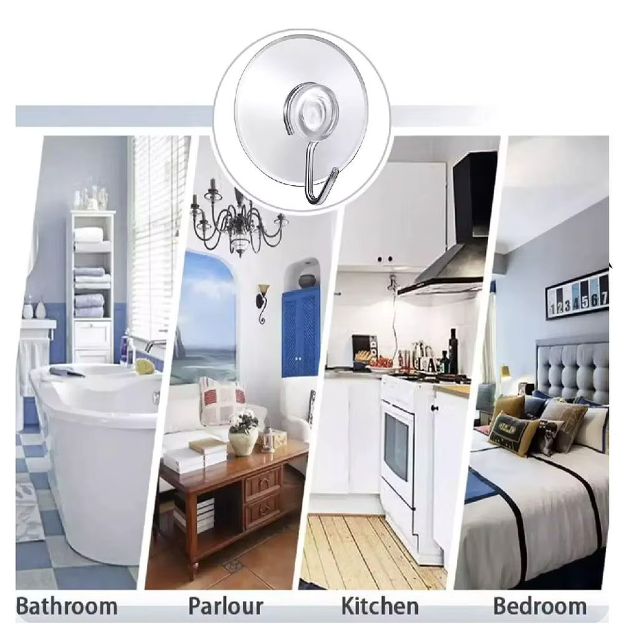 Starke Saugnapf Haken aus Kunststoff mit transparenten Haltern für Glas und Fenster in der Küche oder im Badezimmer - Bild 4