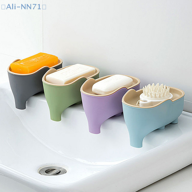 JETTING Seifenschale in Elefantenform mit Abtropffunktion, zweischichtiges Seifenhalter-Set aus Kunststoff, Farbe: Grün, B/T/H: 14,7 x 9,5 x 4,0 cm - Bild 1