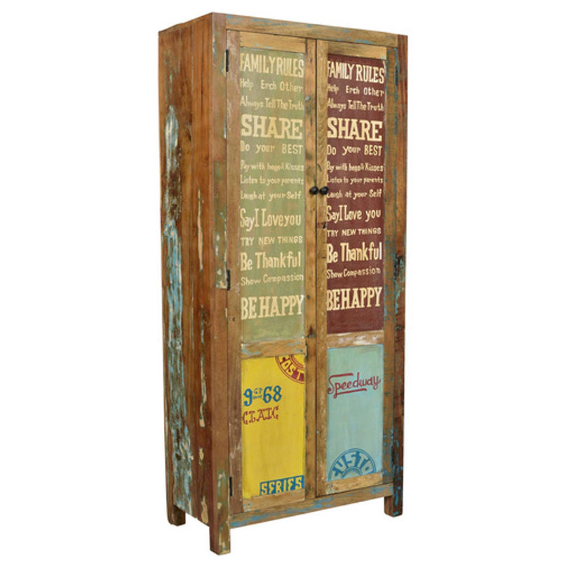 SIT Schrank SPEEDWAY aus Altholz, 2-türig, bunt, B/T/H: 80 x 40 x 180 cm - Bild 2