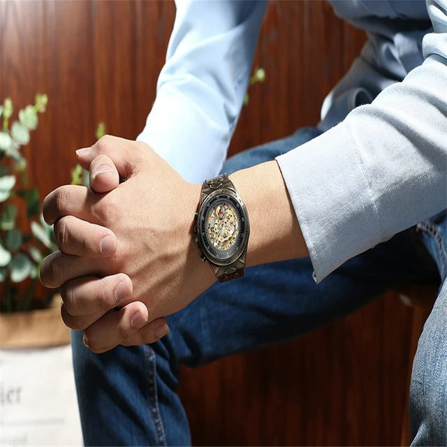 BINBOND Armbanduhr Automatik, Leder, Herren, Kristall Glas, Rund - Bild 1