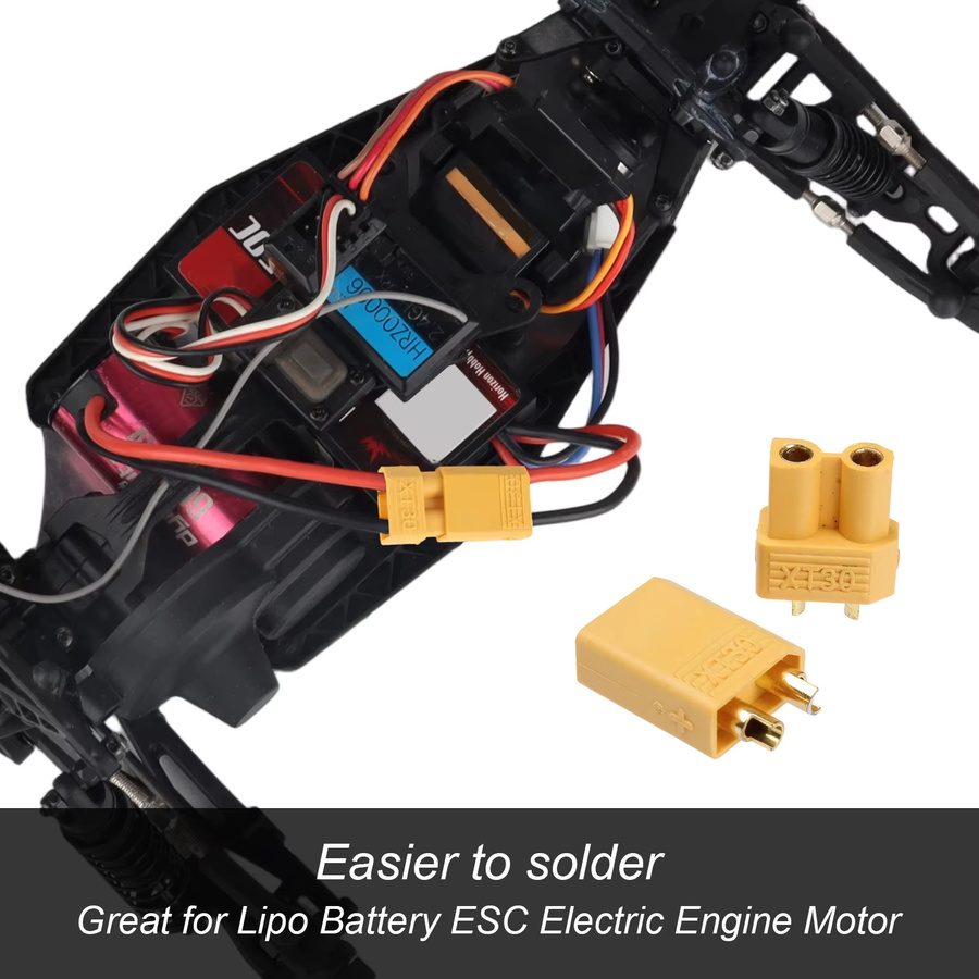 Hobbypark RC XT30 Stecker und Buchsen Set mit Schrumpfschlauch für Motorverkabelung, 10 Paar, Gelb - Bild 3