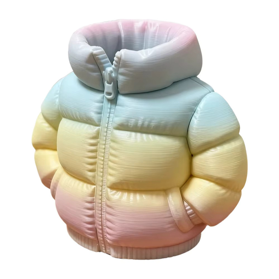 Kreativer 3D-gedruckter Stifthalter im Daunenjacken-Design als lustiger Schreibtisch-Organizer für dein Lernzubehör, Mehrfarbig - Bild 6
