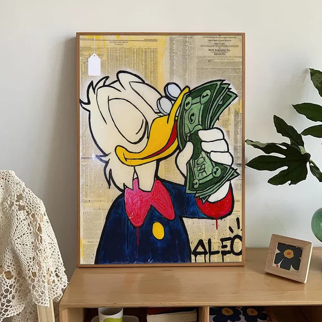 Disney Donald Duck Love Money Graffiti Leinwandbild in Mehrfarbig - Bild 1
